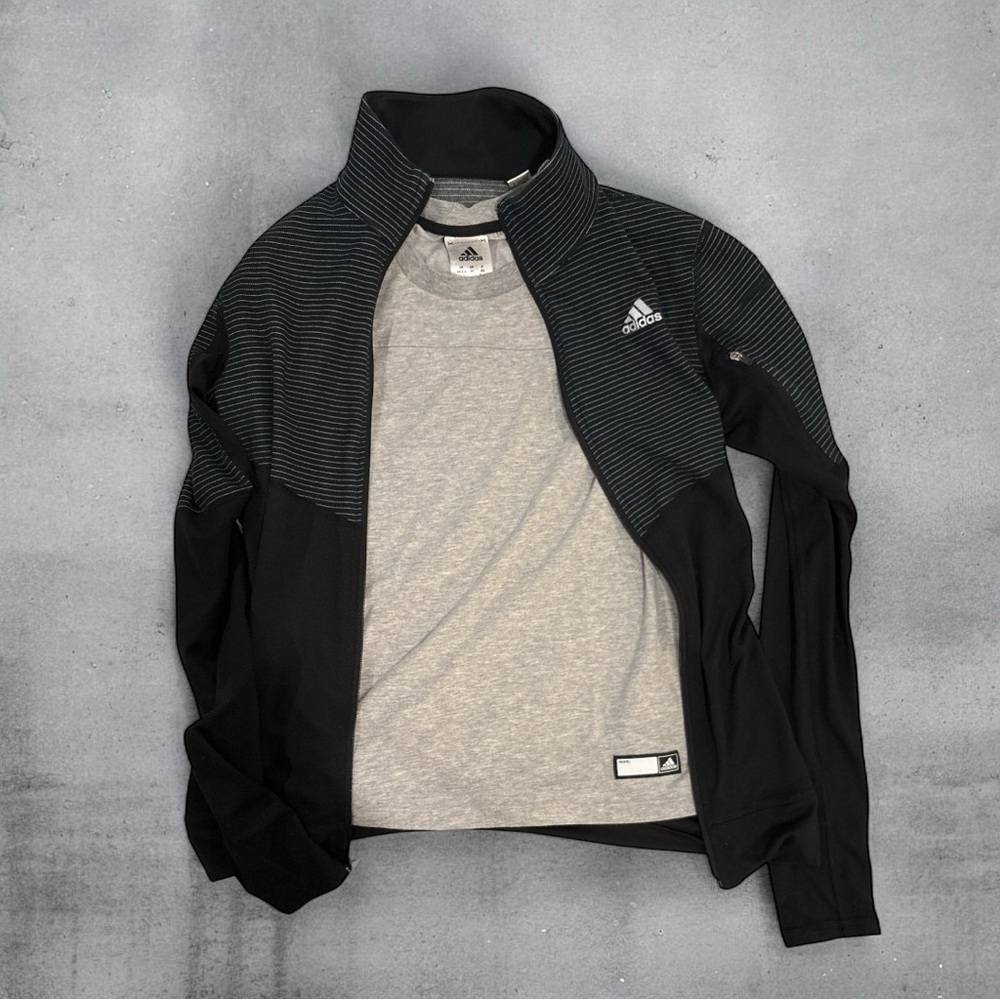 Adidas Women’s Black Full Zip Performance Jacket & T-Shirt Size XS